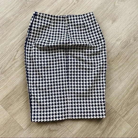 H&M HOUNDSTOOTH  SKIRT BLUE & WHITE SIZE 2 - Picture 3 of 7